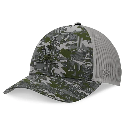 Men's Top of the World Gray Notre Dame Fighting Irish OHT Military Appreciation Pledge Trucker Camo Adjustable Hat