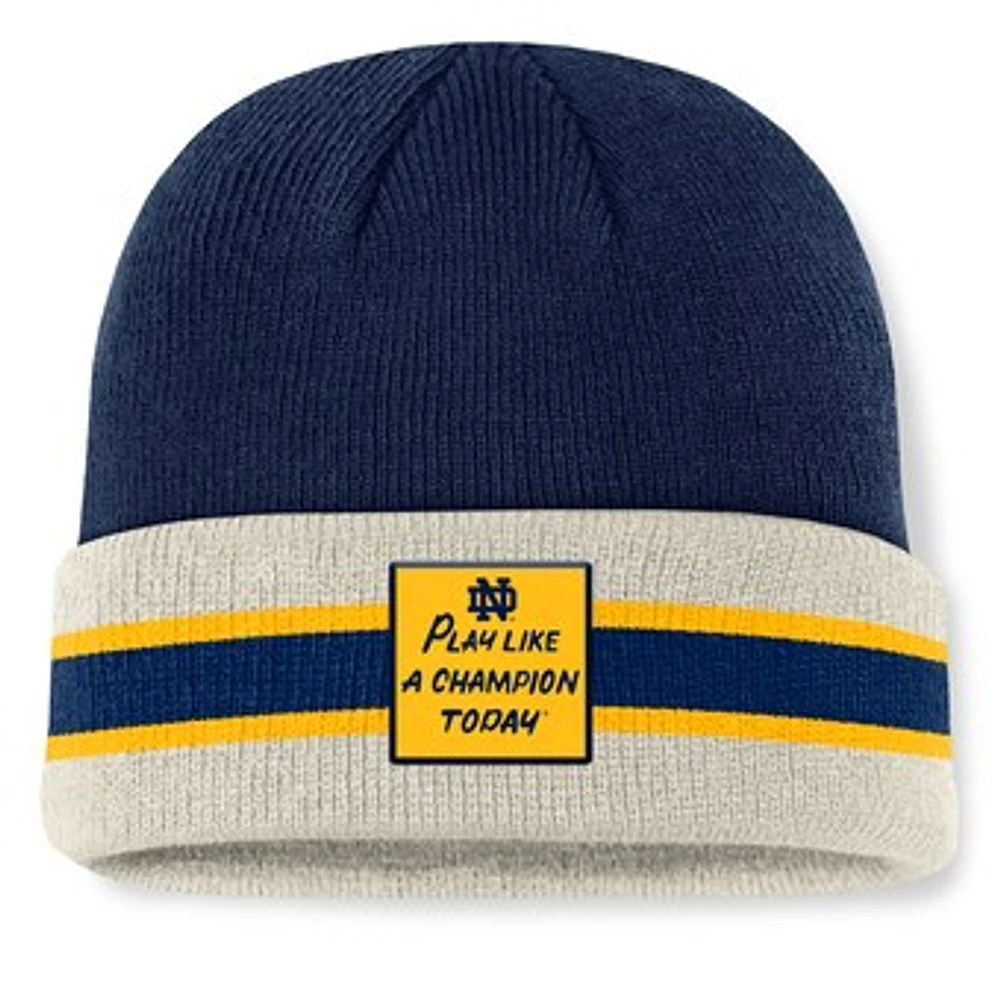 Men's Top of the World Navy Notre Dame Fighting Irish Play Like A Champion Today Silas Cuffed Knit Hat