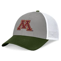 Men's Top of the World Gray/Green Minnesota Golden Gophers OHT Military Appreciation Badge Trucker Adjustable Hat