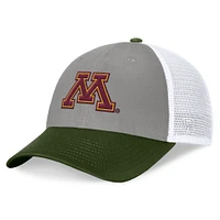 Men's Top of the World Gray/Green Minnesota Golden Gophers OHT Military Appreciation Badge Trucker Adjustable Hat