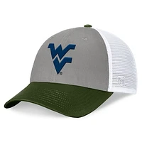 Men's Top of the World Gray/Green West Virginia Mountaineers OHT Military Appreciation Badge Trucker Adjustable Hat