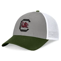 Men's Top of the World Gray/Green South Carolina Gamecocks OHT Military Appreciation Badge Trucker Adjustable Hat