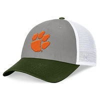 Men's Top of the World Gray/Green Clemson Tigers OHT Military Appreciation Badge Trucker Adjustable Hat