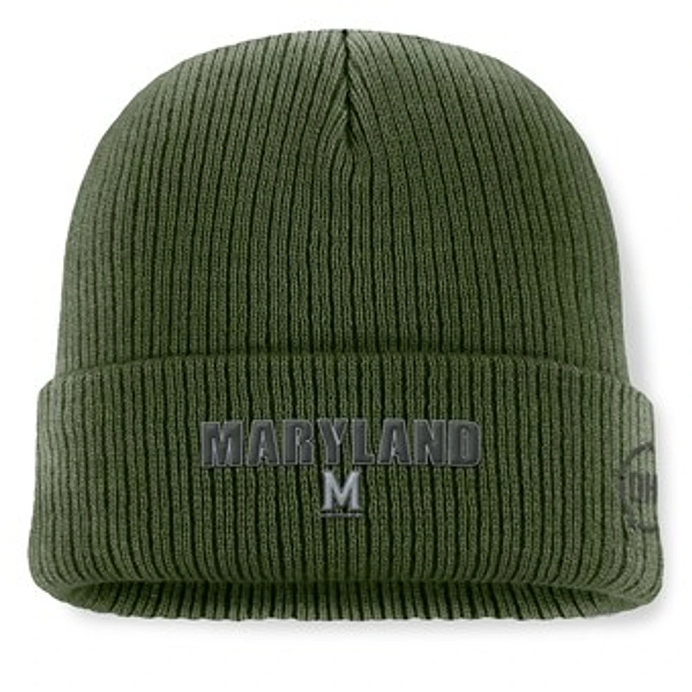 Men's Top of the World Green Maryland Terrapins OHT Military Appreciation Badge Cuffed Knit Hat