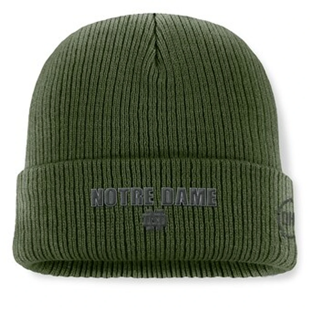 Men's Top of the World Green Notre Dame Fighting Irish OHT Military Appreciation Badge Cuffed Knit Hat