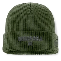 Men's Top of the World Green Nebraska Huskers OHT Military Appreciation Badge Cuffed Knit Hat