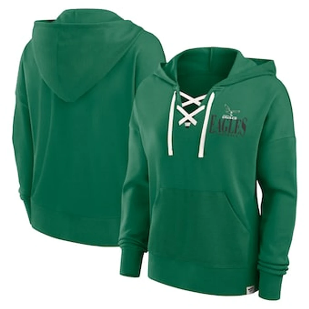 Women's Fanatics Kelly Green Philadelphia Eagles Blitz Left Pullover Hoodie