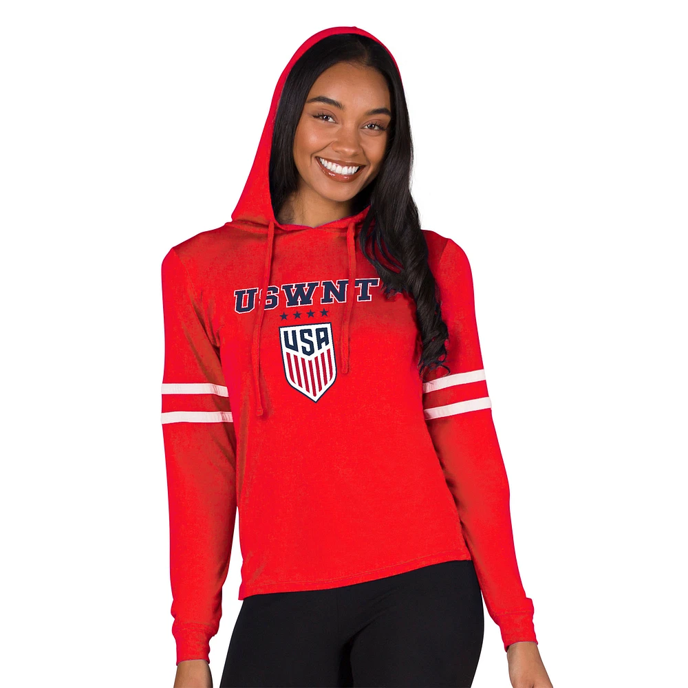 Women's Concepts Sport Red USWNT Marathon Hoodie T-Shirt