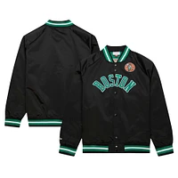 Men's Mitchell & Ness Black Boston Celtics Hardwood Classics  Throwback Wordmark Raglan Full-Snap Jacket