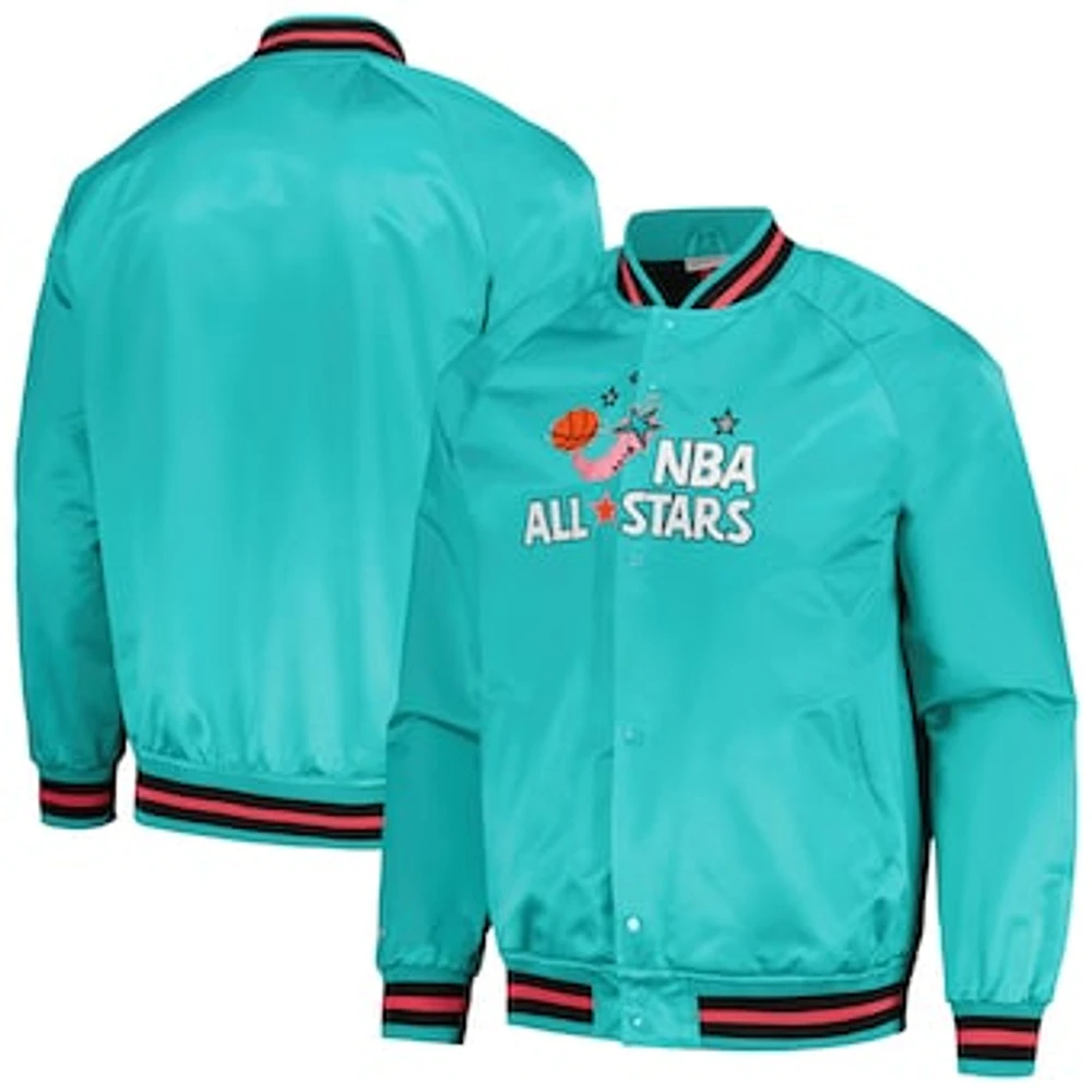 Men's Mitchell & Ness Teal Hardwood Classics 1996 NBA All-Star Game Throwback Wordmark Raglan Full-Snap Jacket