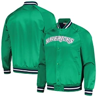 Men's Mitchell & Ness Green Dallas Mavericks Hardwood Classics  Throwback Wordmark Raglan Full-Snap Jacket