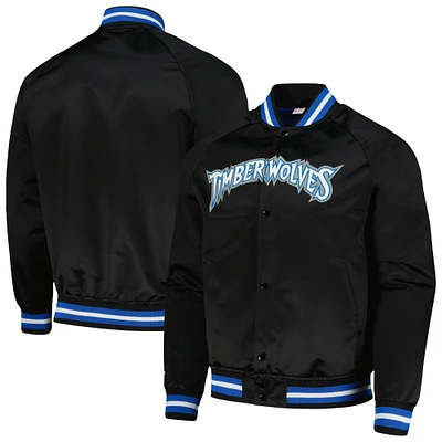 Men's Mitchell & Ness Minnesota Timberwolves Hardwood Classics Throwback Wordmark Raglan Full-Snap Jacket