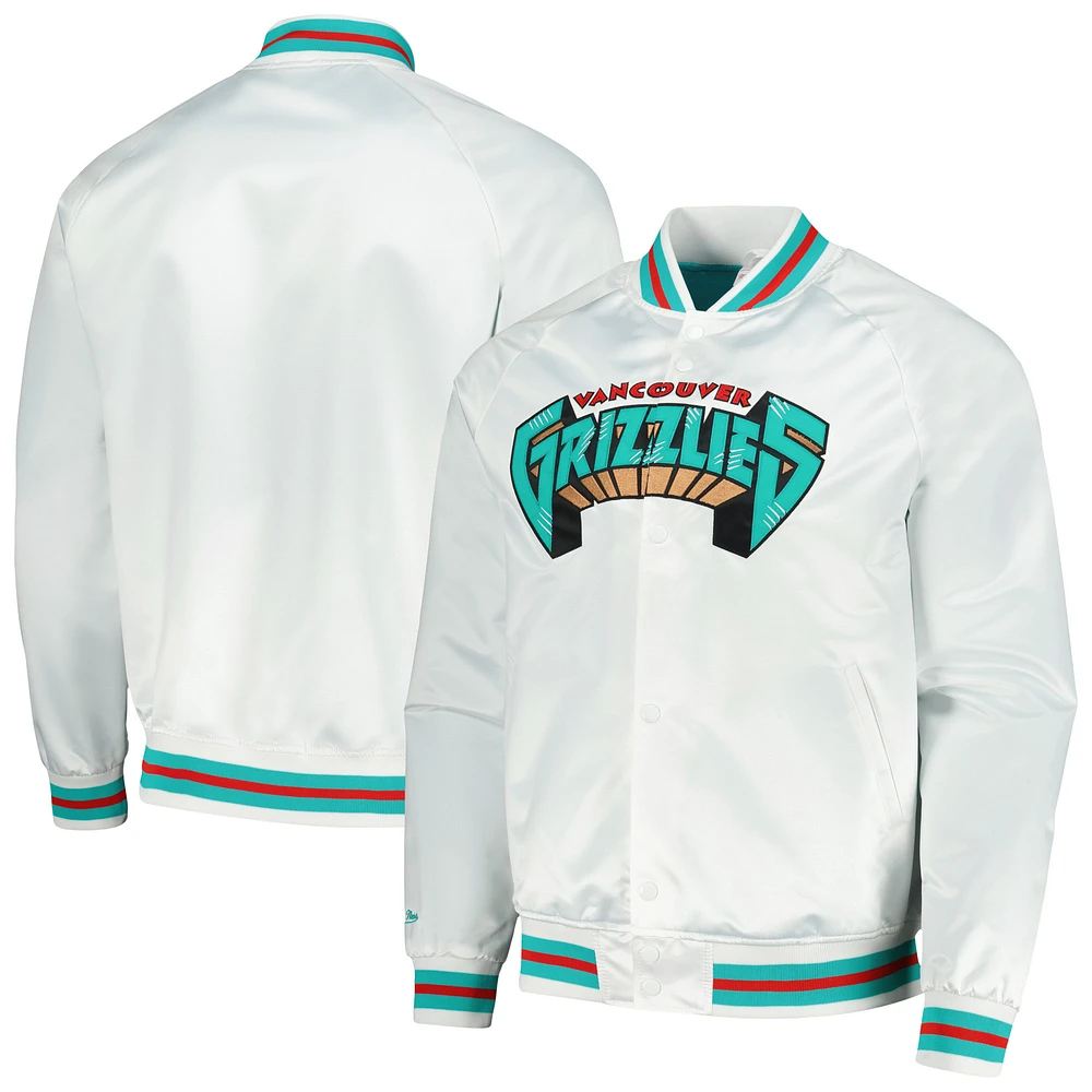 Men's Mitchell & Ness Vancouver Grizzlies Hardwood Classics Throwback Wordmark Raglan Full-Snap Jacket