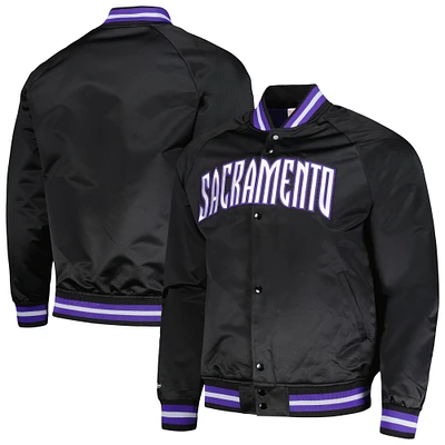 Men's Mitchell & Ness Sacramento Kings Hardwood Classics Throwback Wordmark Raglan Full-Snap Jacket