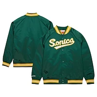 Men's Mitchell & Ness Green Seattle SuperSonics Hardwood Classics  Throwback Wordmark Raglan Full-Snap Jacket