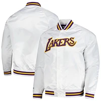 Men's Mitchell & Ness White Los Angeles Lakers Hardwood Classics  Throwback Wordmark Raglan Full-Snap Jacket