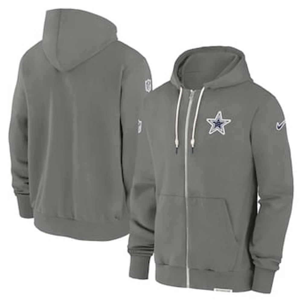 Men's Nike Gray Dallas Cowboys 2024/25 Sideline Player Performance Full-Zip Hoodie