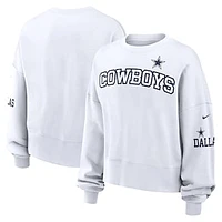 Women's  Nike White Dallas Cowboys Oversized Pullover Sweatshirt