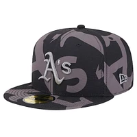 Men's New Era Black Athletics Logo Fracture 59FIFTY Fitted Hat