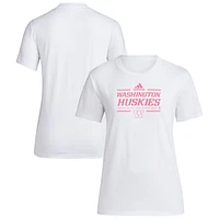 Women's adidas White Washington Huskies 2024 Breast Cancer Awareness Pregame T-Shirt