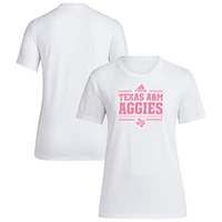 Women's adidas White Texas A&M Aggies 2024 Breast Cancer Awareness Pregame T-Shirt