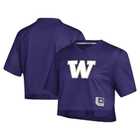 Women's adidas Purple Washington Huskies Primegreen V-Neck Cropped Jersey