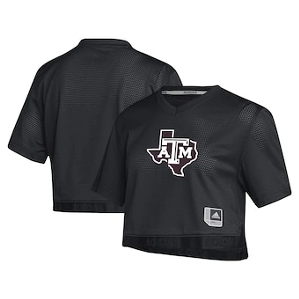 Women's adidas Black Texas A&M Aggies Primegreen V-Neck Cropped Jersey