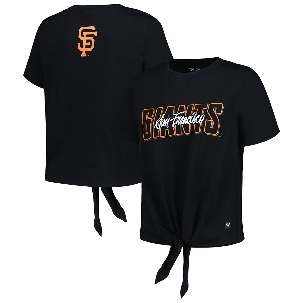 Women's The Wild Collective Black San Francisco Giants Twist Front T-Shirt