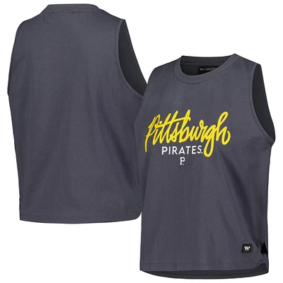 Women's The Wild Collective Charcoal Pittsburgh Pirates Side Knot Tank Top