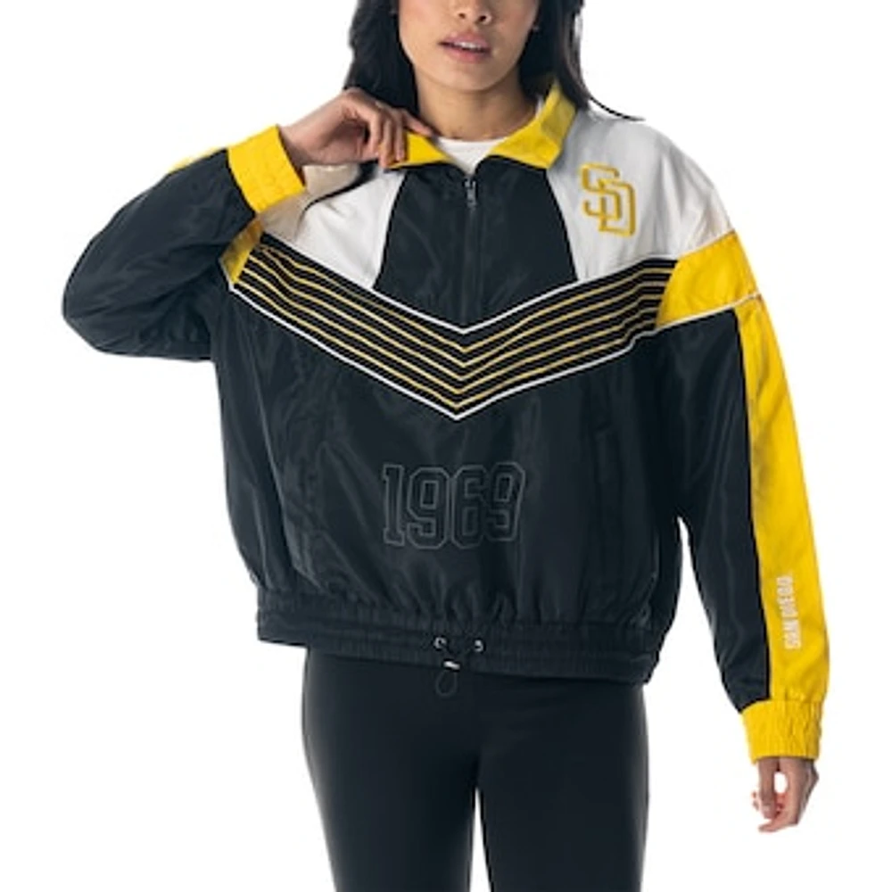 Women's The Wild Collective  Black San Diego Padres Chevron Half-Zip Track Jacket