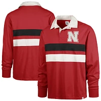 Men's '47 Scarlet Nebraska Huskers Clubhouse Knox Thames Long Sleeve Rugby Polo