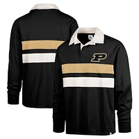 Men's '47 Black Purdue Boilermakers Clubhouse Knox Thames Long Sleeve Rugby Polo