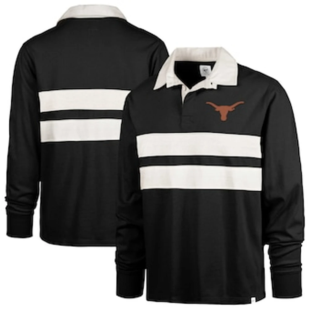 Men's '47 Black Texas Longhorns Clubhouse Knox Thames Long Sleeve Rugby Polo