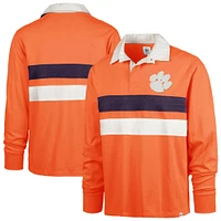 Men's '47 Orange Clemson Tigers Clubhouse Knox Thames Rugby Long Sleeve Polo