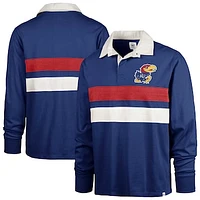 Men's '47 Royal Kansas Jayhawks Clubhouse Knox Thames Long Sleeve Rugby Polo