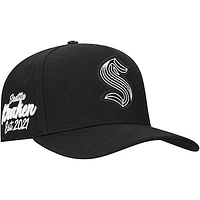 Men's Pro Standard Black Seattle Kraken Paint the City Pinch Front Snapback Hat