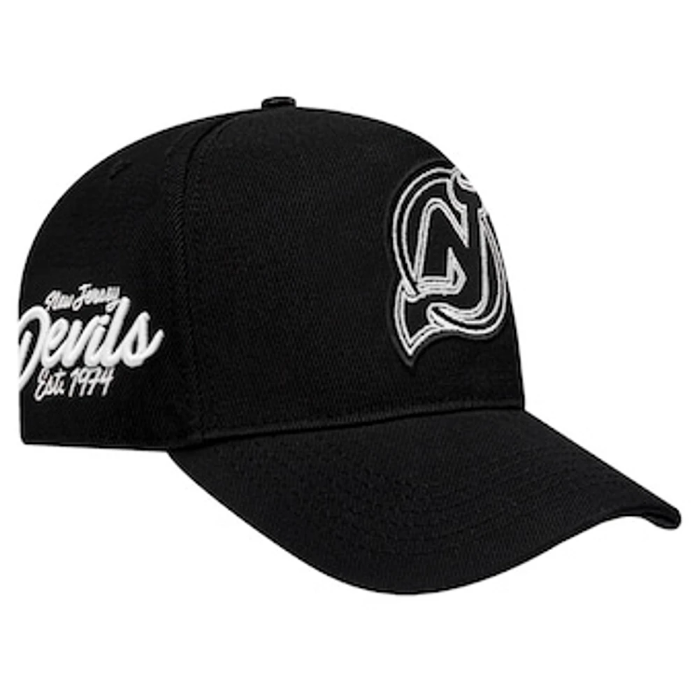 Men's Pro Standard Black New Jersey Devils Paint the City Pinch Front Snapback Hat