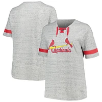 Women's Profile Heather Gray St. Louis Cardinals Plus Size Lace-Up T-Shirt