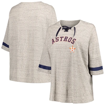 Women's Profile Heather Gray Houston Astros Plus Lace-Up T-Shirt