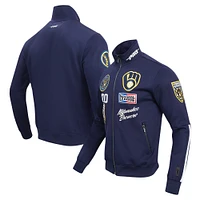 Men's Pro Standard Navy Milwaukee Brewers Fast Lane Full-Zip Track Jacket