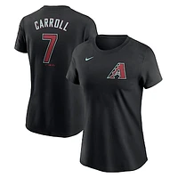 Women's Nike Corbin Carroll Black Arizona Diamondbacks 2024 Fuse Name & Number T-Shirt