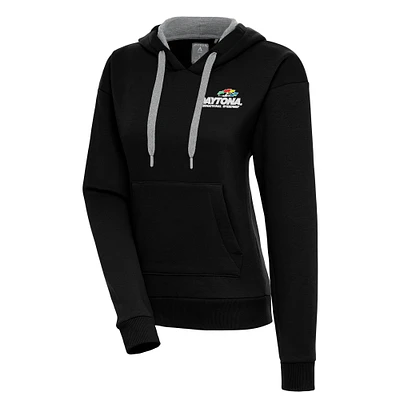 Women's Antigua  Black Daytona International Speedway Victory Pullover Hoodie