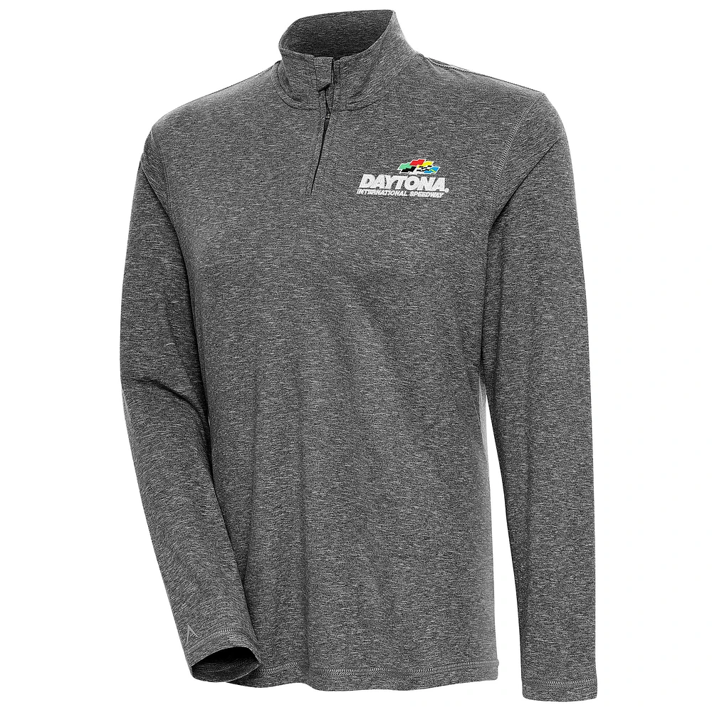 Women's Antigua Heather Daytona International Speedway Confront Quarter-Zip Pullover Top
