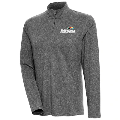 Women's Antigua Heather Daytona International Speedway Confront Quarter-Zip Pullover Top