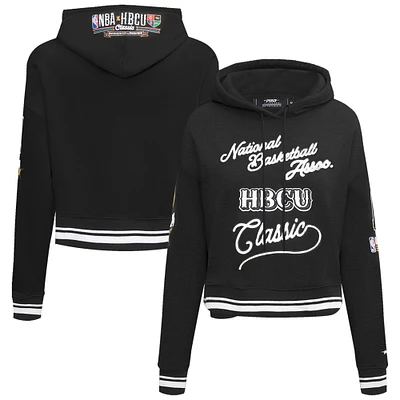 Women's Pro Standard Black 2024 NBA All-Star Game x HBCU Classic Chenille Crop Pullover Hoodie