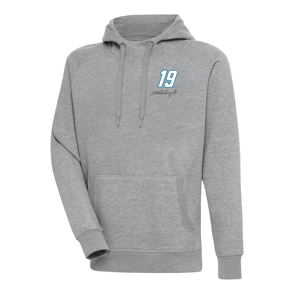 Men's Antigua Heather Gray Martin Truex Jr Victory Pullover Hoodie
