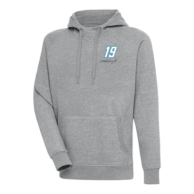 Men's Antigua Heather Gray Martin Truex Jr Victory Pullover Hoodie