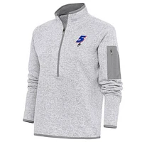 Women's Antigua Heather Gray Kyle Larson Fortune Half-Zip Pullover Sweater