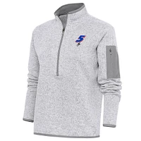 Women's Antigua Heather Gray Kyle Larson Fortune Half-Zip Pullover Sweater