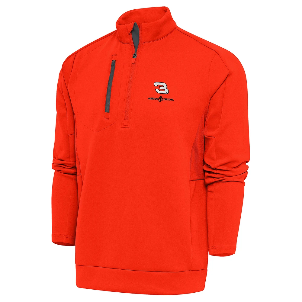 Men's Antigua Orange Austin Dillon Generation Quarter-Zip Pullover Top